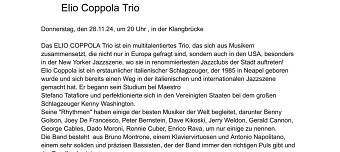 Veranstalter:in von Elio Coppola Trio